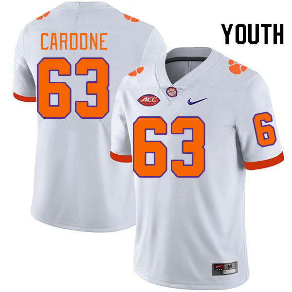 Youth #63 Dominic Cardone Clemson Tigers College Football Jerseys Stitched-White